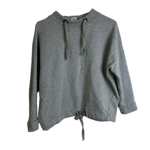 Kin by John Lewis Sweatshirt Gray Womens Small Pullover Crop Drawstring Tie - Picture 1 of 11